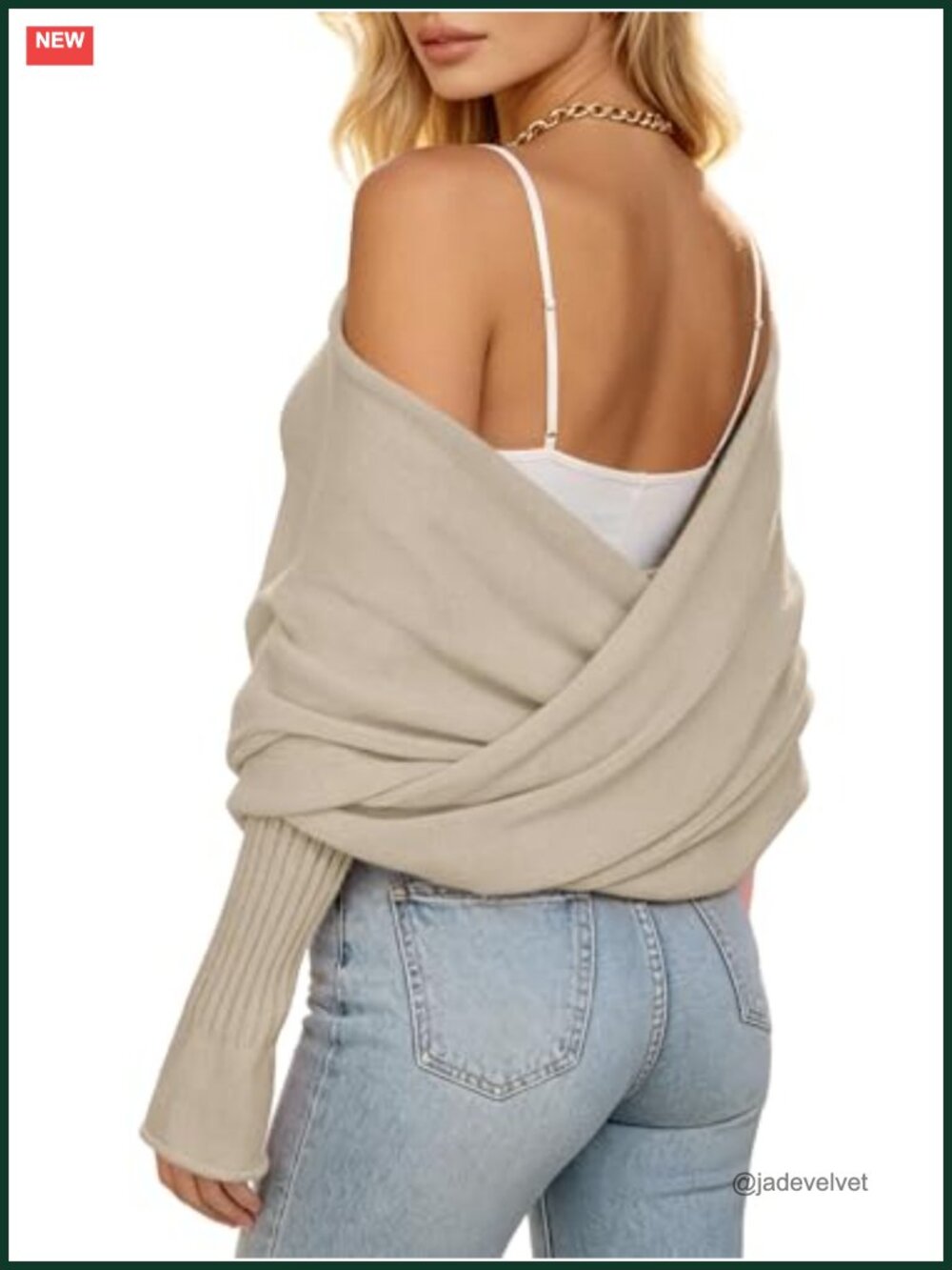 Criss Cross Knit Shawl Wrap with Sleeves for Women
